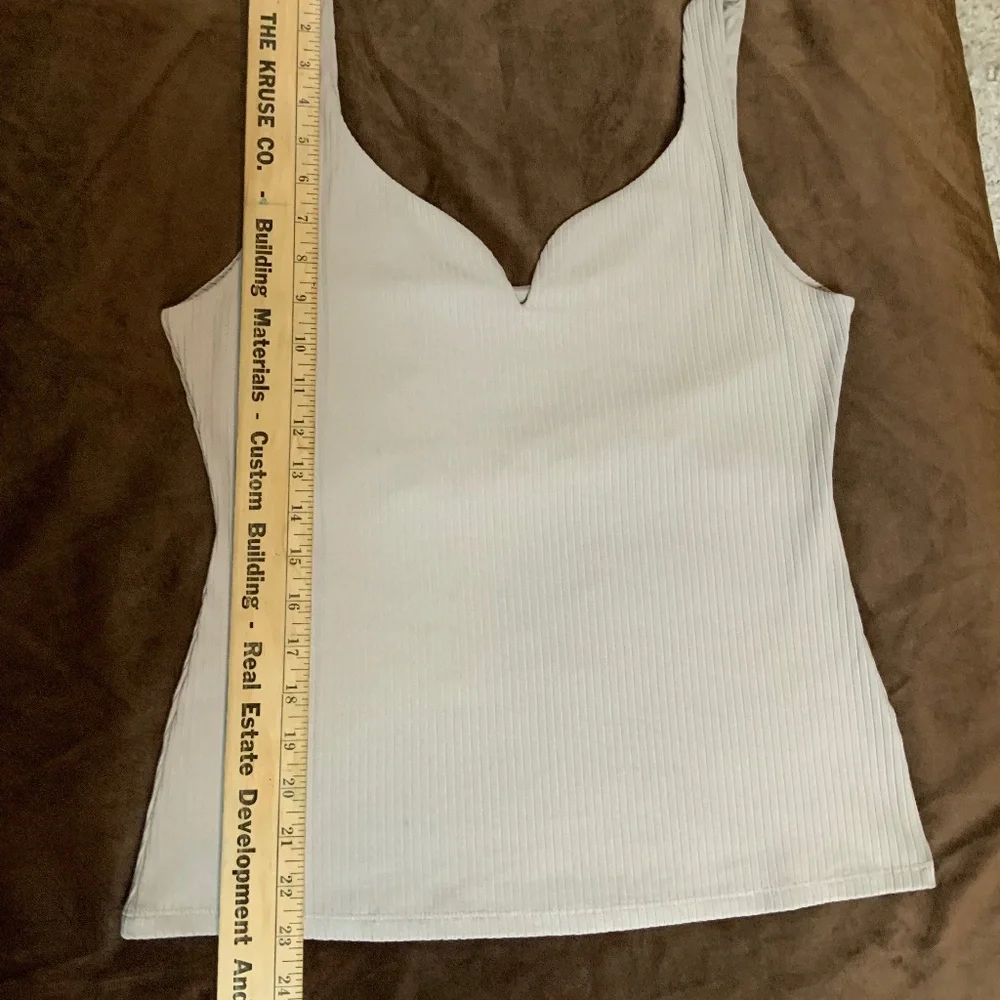 H&M Cream M Slim Fit Sweetheart neckline ribbed viscose jersey Tank Officecore - Picture 4 of 6